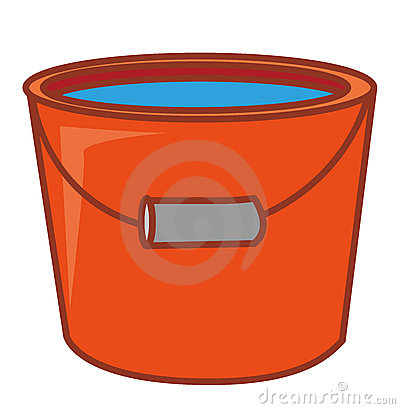 Red Water Pail With Water In It