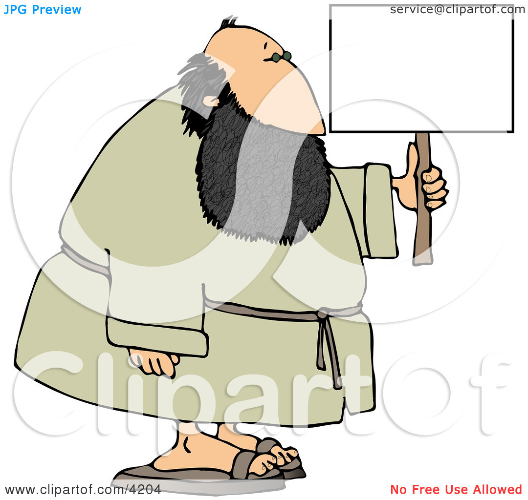 Fat Bearded Man Holding A Blank Sign Clipart By Djart  4204