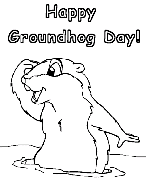Groundhog Day Clipart Black And White Happy Coloring Groundhog
