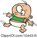 Rf Clip Art Illustration Of A Cartoon Baby Boy Taking His First Steps
