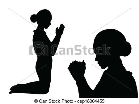 Clipart Vector Of Prayer Silhouette   Woman Paying Isolated On White