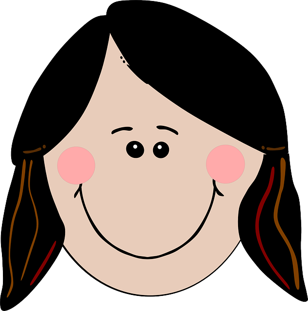 Happy Girl Cartoon Hair Smile Blushing Blush   Public Domain