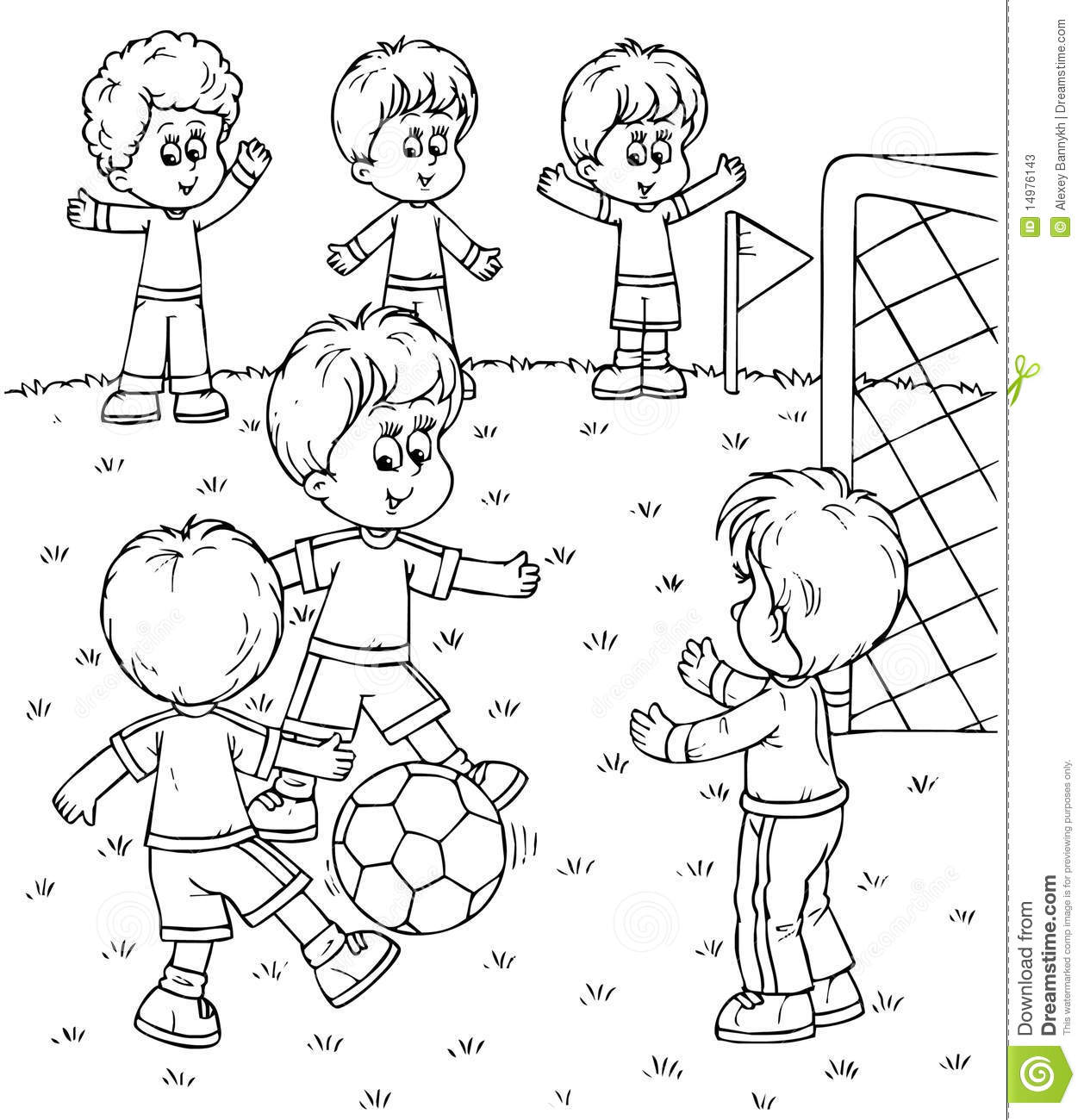 Children Playing Games Clipart Black And White Football Players Stock