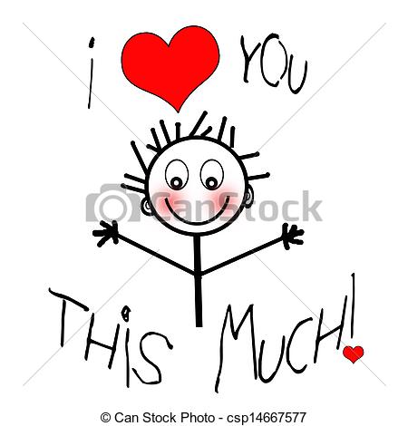 Like Etching Saying I Love You This Much  Stick Figure Illustration