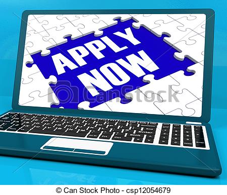 Stock Illustrations Of Apply Now On Laptop Showing Online Applications