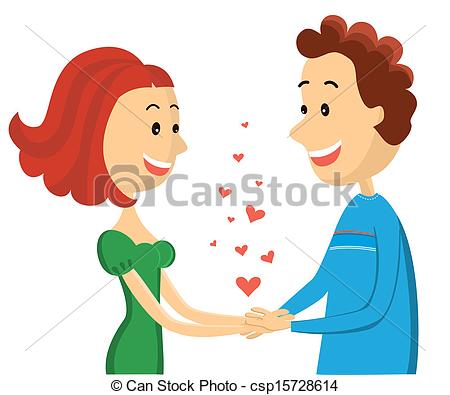 Vector Clip Art Of Happy Couplevector Woman And Man Lovers On