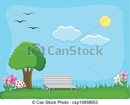 Clipart Vector Of City Park   Background Vector   Drawing Art Of City