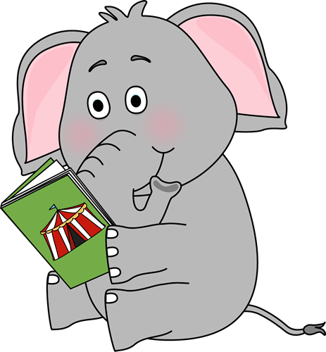 Elephant Reading Clip Art Image   Elephant Sitting And Reading A Book