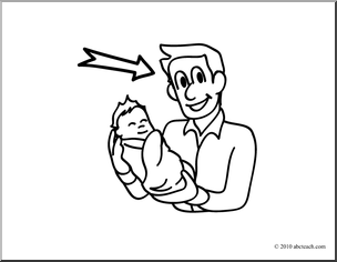 Of 1 Coloring Page Black And White Coloring Page Baby Father Clip