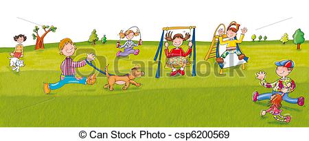 Of Park Swings Children Play Csp6200569   Search Vector Clipart