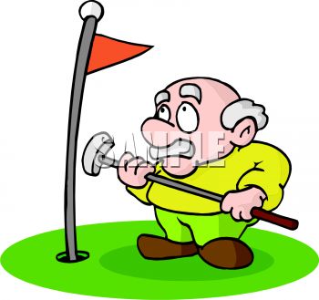 Royalty Free Clipart Image  Cartoon Of An Old Man Playing Golf
