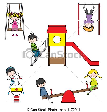 Vector   Kids Playing At The Park   Stock Illustration Royalty Free