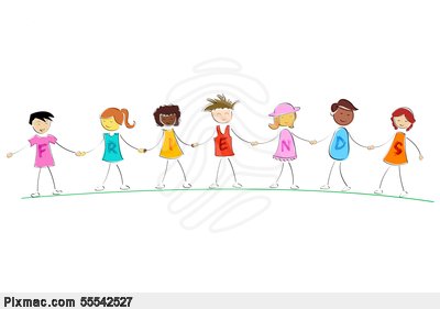 Vector Image Of Illustration Of Friends Standing While Holding Hand Of
