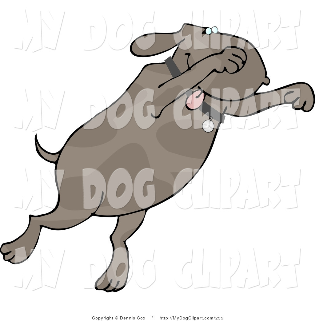 Larger Preview  Clip Art Of A Happy Or Excited Dog Jumping Up By