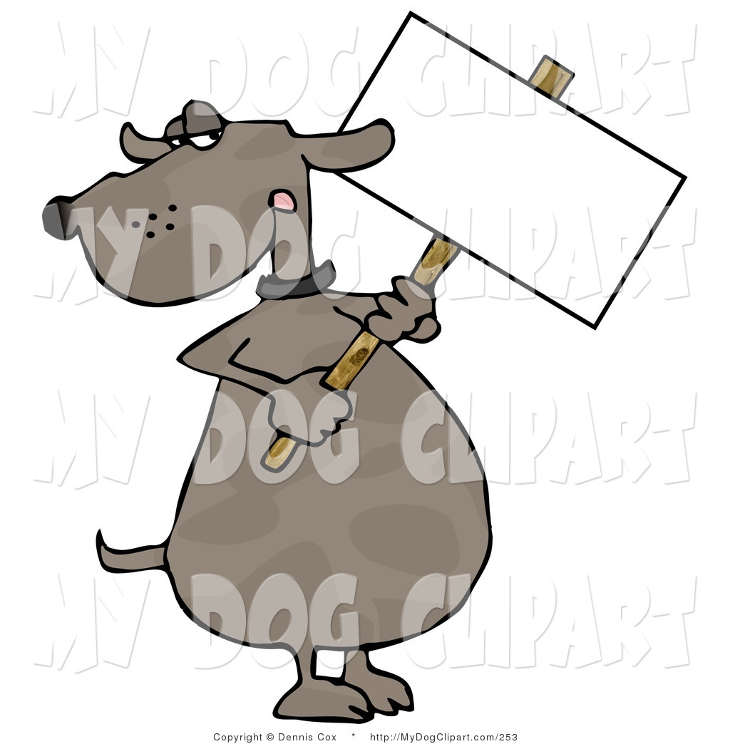Larger Preview  Clip Art Of A Human Like Brown Dog Holding A Blank