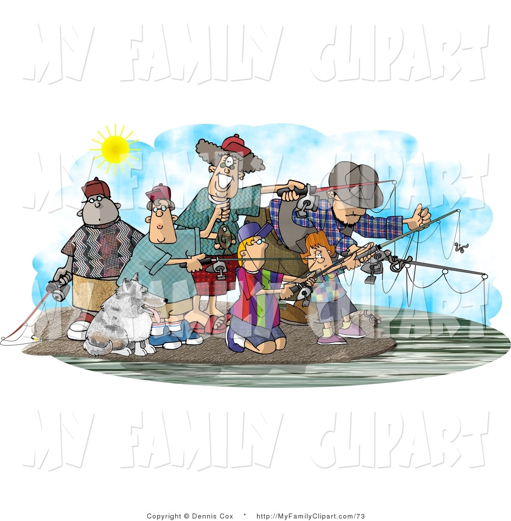 Larger Preview  Clip Art Of Family And Friends Going Fishing Together
