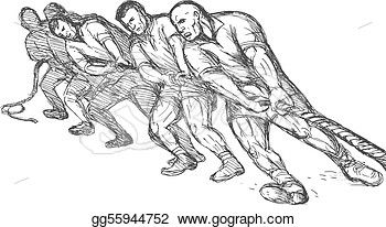 Or Group Of Men Pulling Rope Tug Of War  Clipart Drawing Gg55944752