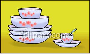 Stack Of China Dishes   Royalty Free Clipart Picture