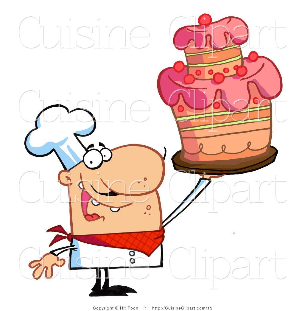 Vector Clipart Of A Chef Holding A Layered Cake By Hit Toon    13