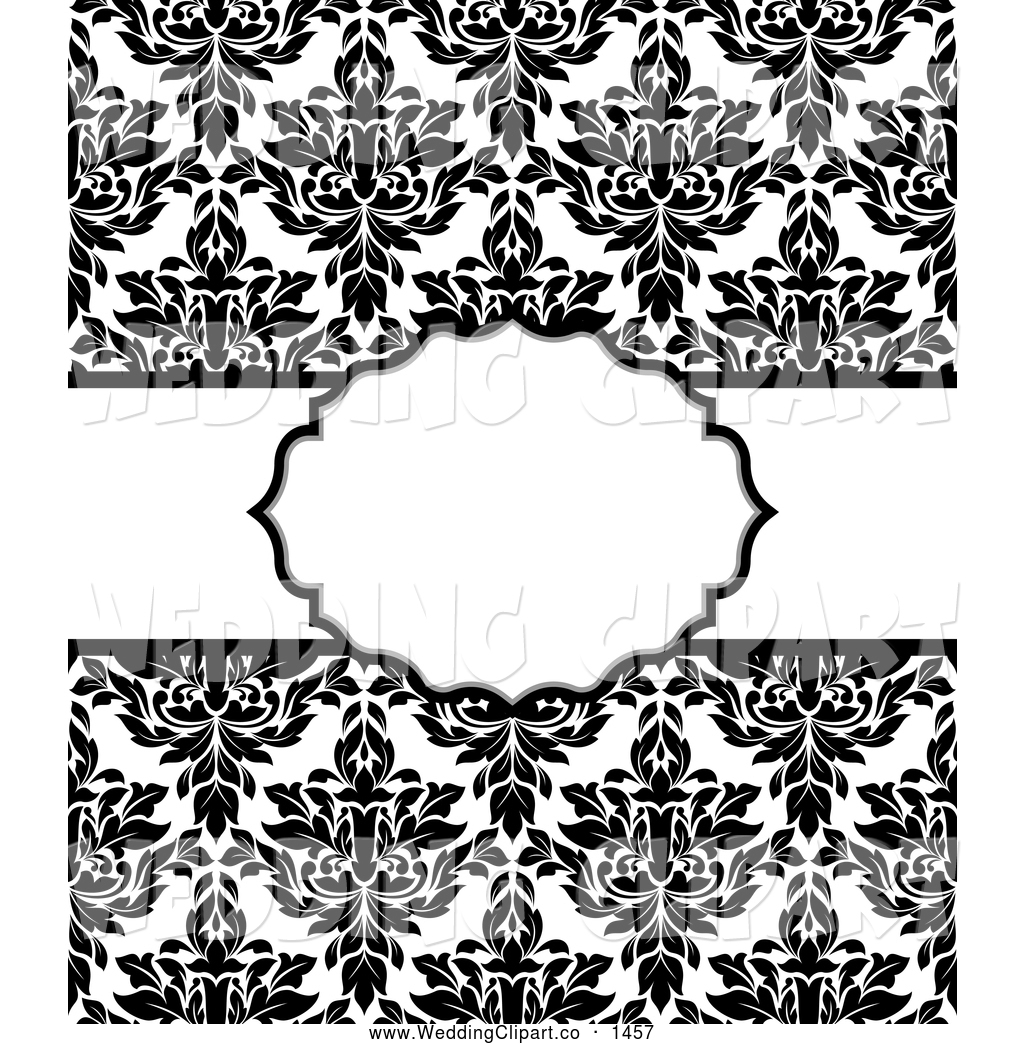 Vector Marriage Clipart Of A Elegant Black And White Damask Invitation