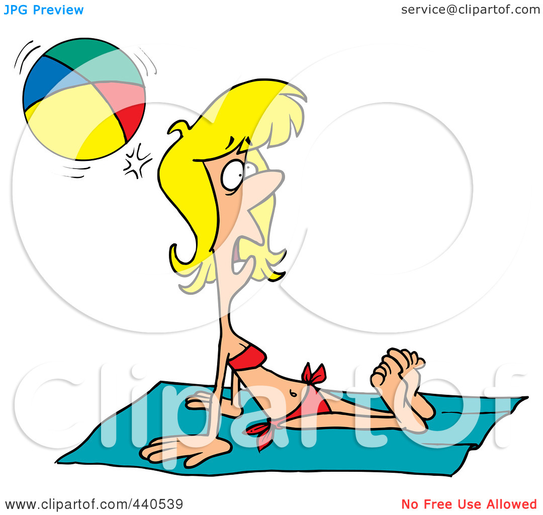 Free  Rf  Clip Art Illustration Of A Cartoon Summer Woman Getting