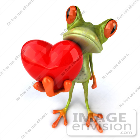 Rf  Clipart Illustration Of A 3d Red Eyed Tree Frog Giving A Red Heart
