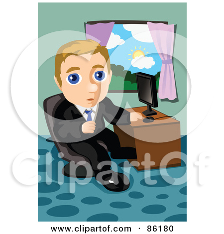 Stressed Employee With A Computer Error Royalty Free Vector Clipart