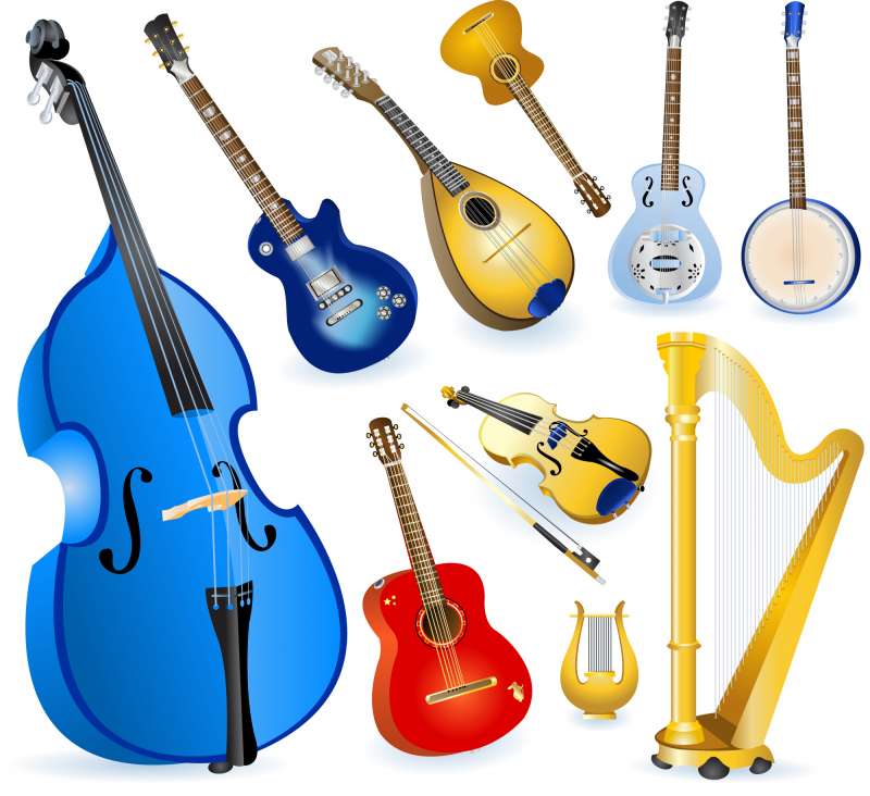 Different String Instruments Elements Vector Set   Vector Music Free