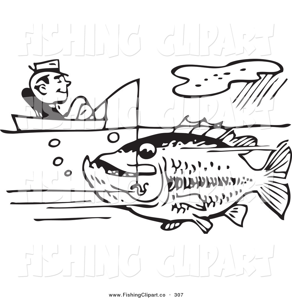 Fishing Boat Clip Art Black And White
