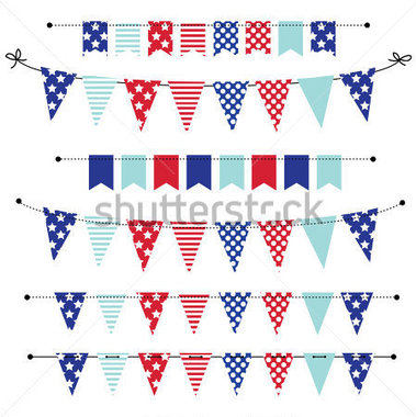 Banner Bunting Or Flags In Red White And Blue Patriotic Colors For