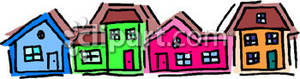 Colorful Row Of Houses   Royalty Free Clipart Picture