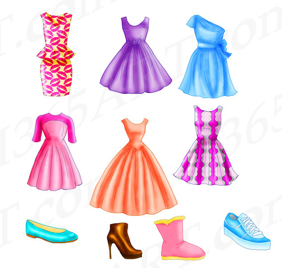 Dresses Flats Boots Shoes Clipart Clothing Pack Fashion Design