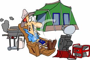 Colorful Cartoon Of A Man Camping   Royalty Free Clipart Picture