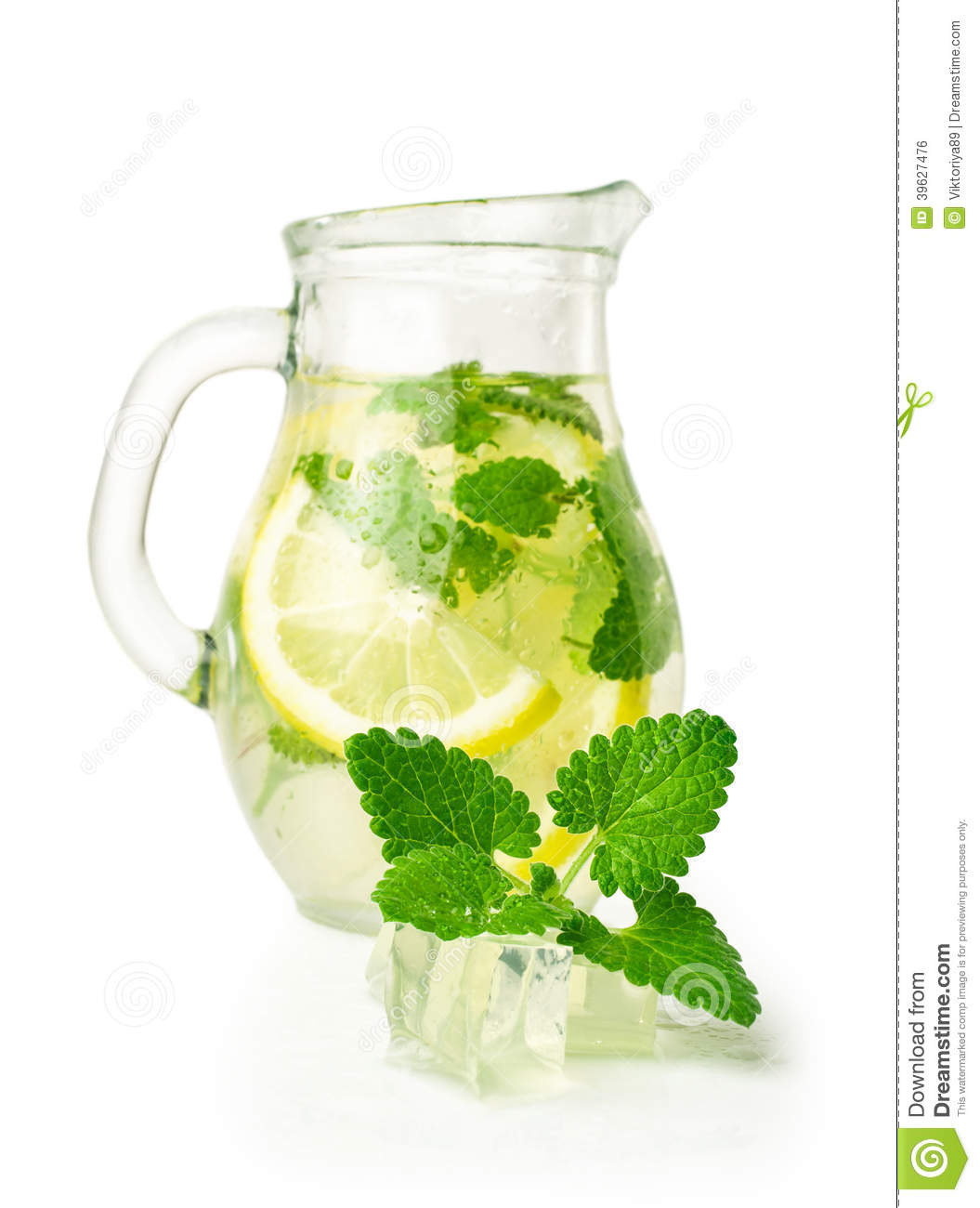 Lemonade With Ice And Mint In A Glass Jug Stock Photo   Image