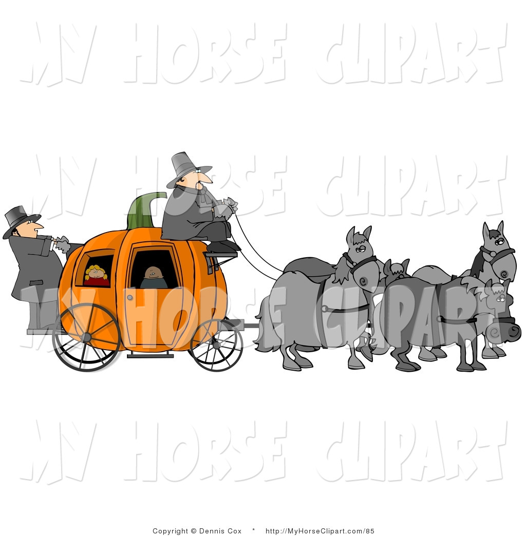 Clip Art Of Horses Pulling People On A Fairy Tale Pumpkin Carriage
