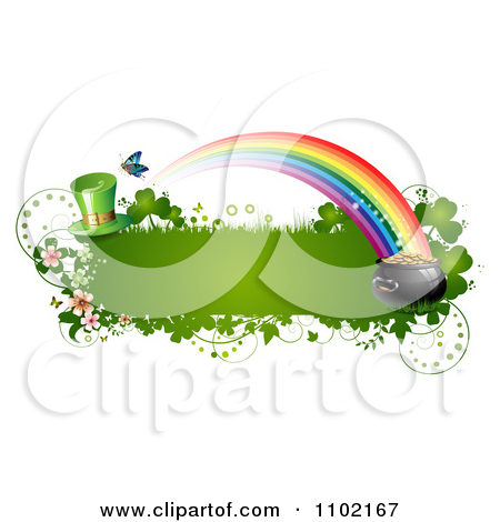 Clipart St Patricks Day Banner With A Leprechaun Hat Rainbow And Pot