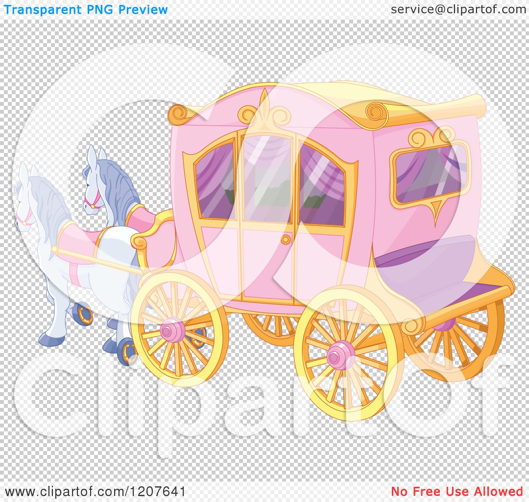 Pink Fairy Tale Horse Drawn Carriage   Royalty Free Vector Clipart