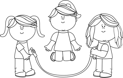 Black And White Girls Jumping Rope Clip Art   Black And White Girls
