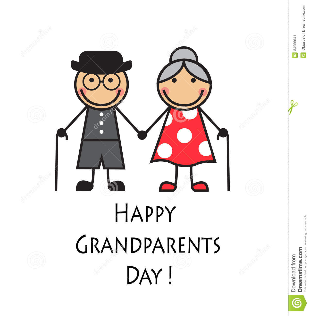 Cartoon Grandparents With Canes On A White Background