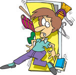 Free Rf Clip Art Illustration Of A Cartoon Woman With A Messy Closet