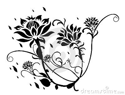 Illustration Drawing Of Beautiful Black Flower Pattern