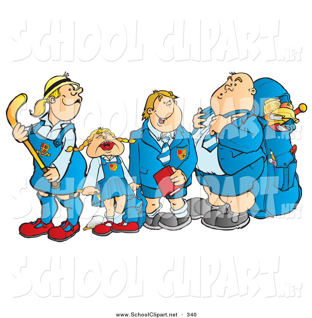 Larger Preview  Clip Art Of A Line Of School Children Waiting At A Bus    
