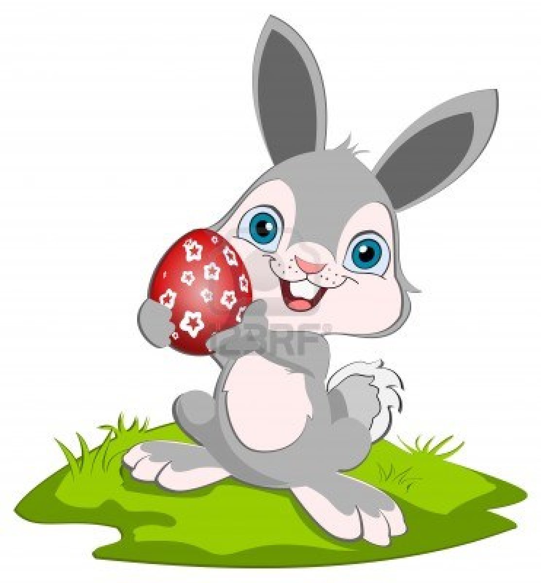 12980013 Easter Bunny Holding O Rad Easter Egg And Smiling