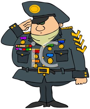Cartoon Military General With Lots Of Medals   Royalty Free Clip Art