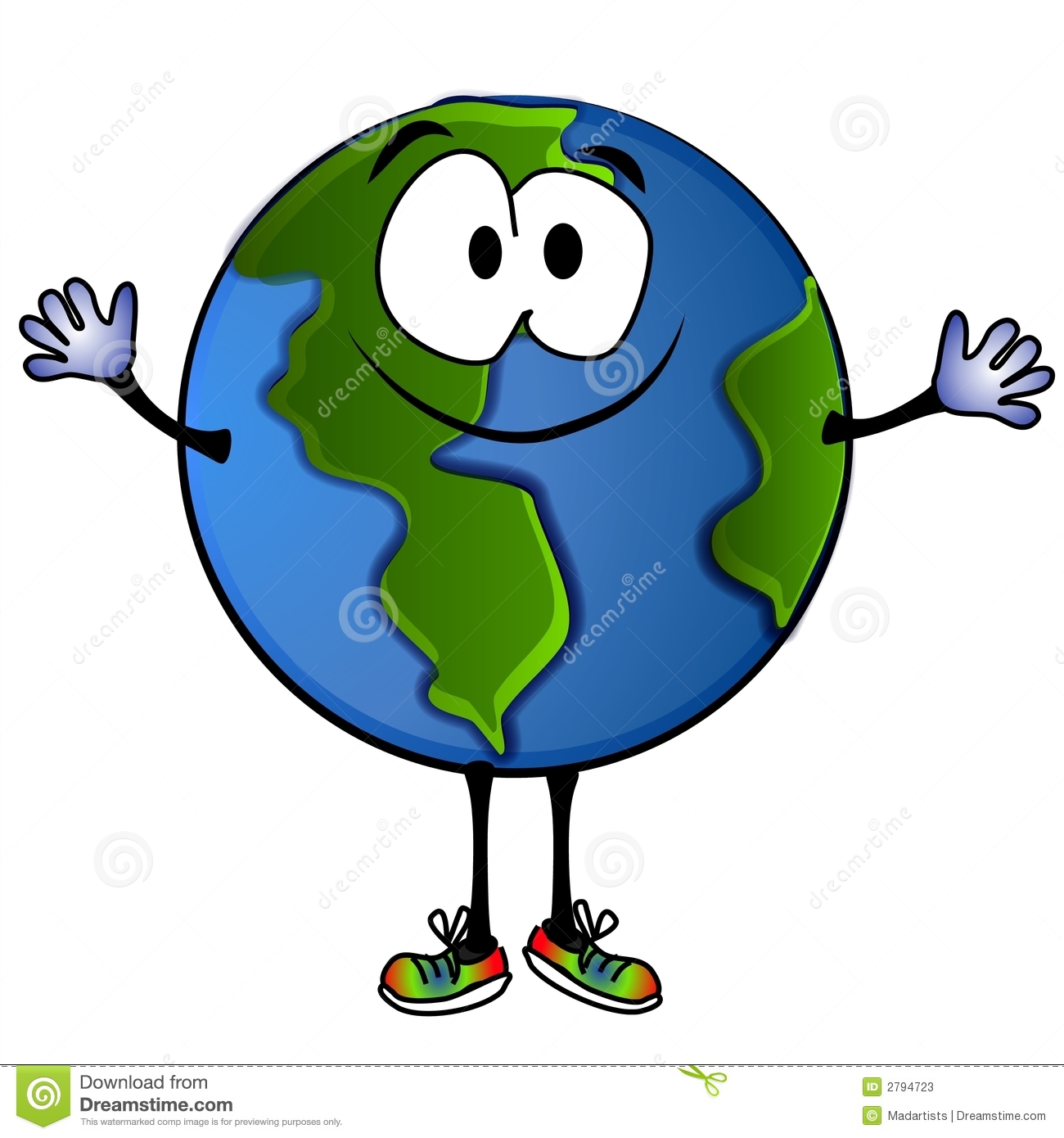 Clip Art Cartoon Illustration Of A Big Fat Smiling Planet Earth With