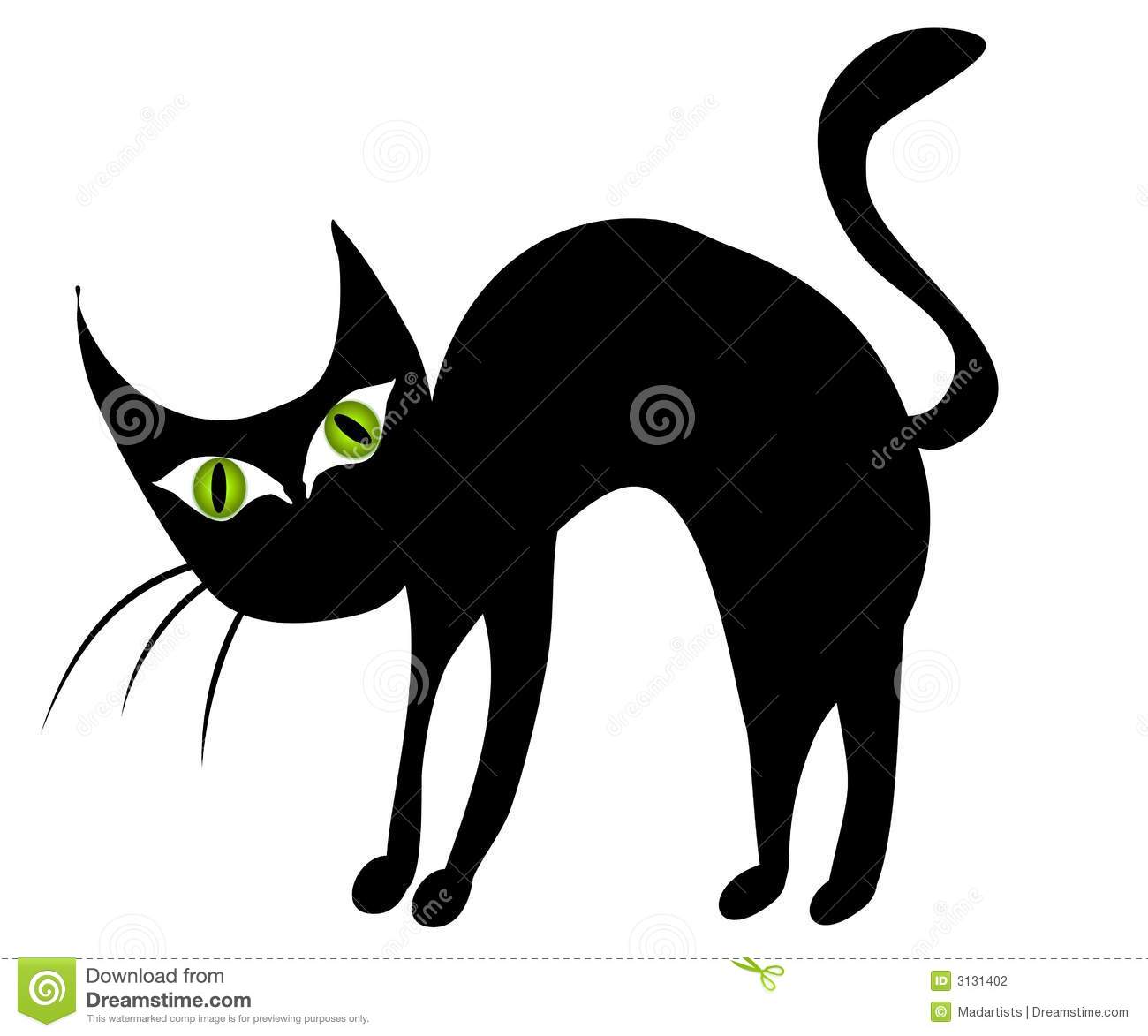 Clip Art Illustration Of A Black Cat With Big Green Eyes With
