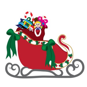 Free Sleigh Clip Art Image   Santa S Sleigh With Lots Of Toys And