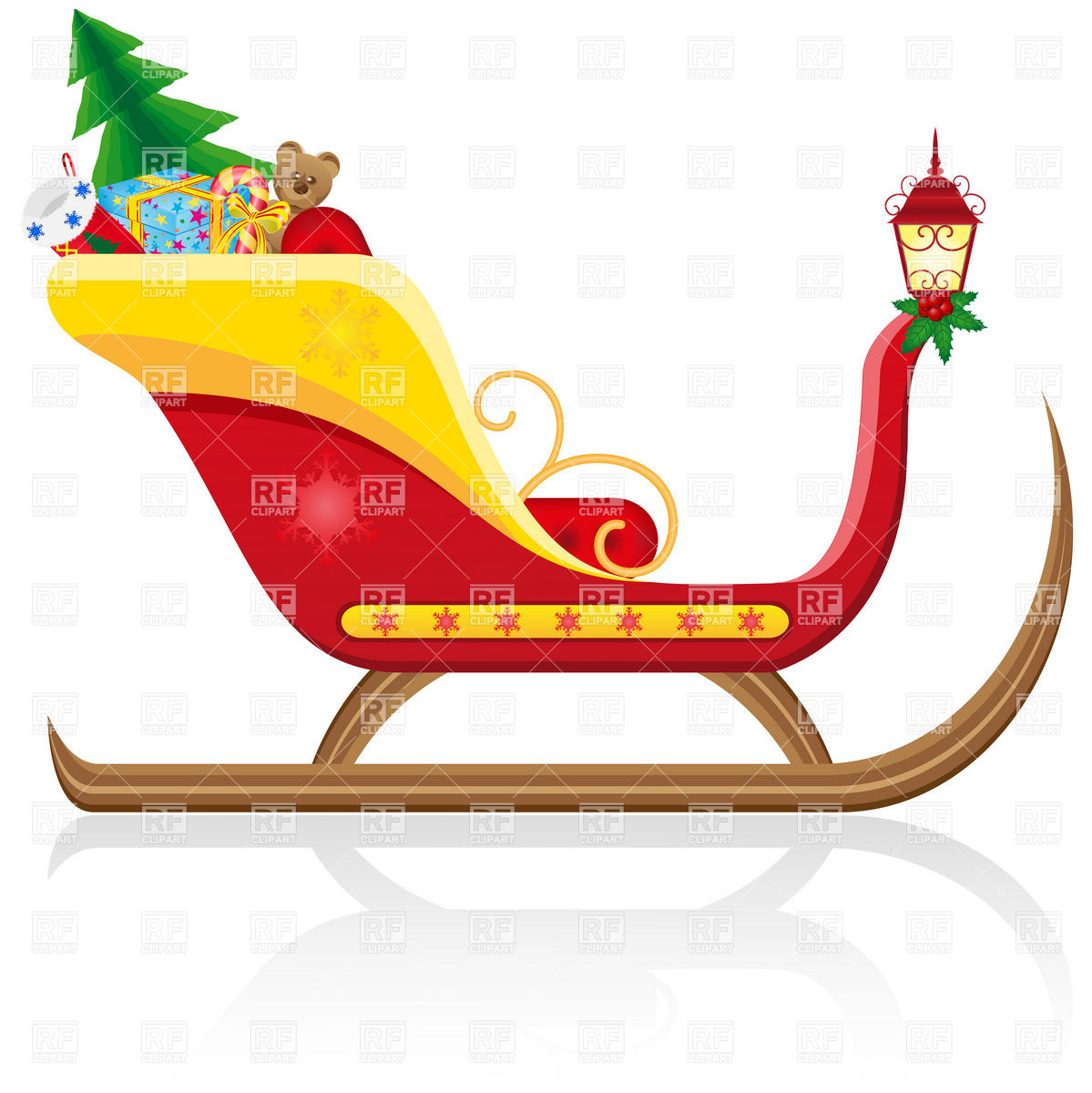 Santa Claus  Christmas Sleigh With Gifts Download Royalty Free Vector    