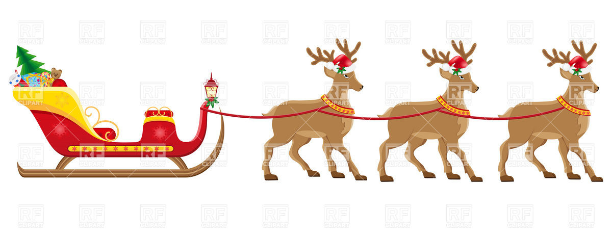 Santa S Christmas Sleigh With Reindeer Harness Download Royalty Free