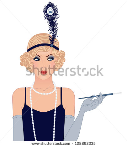 Flapper Girls Set  Young Beautiful Woman Of 1920s  Vintage Style
